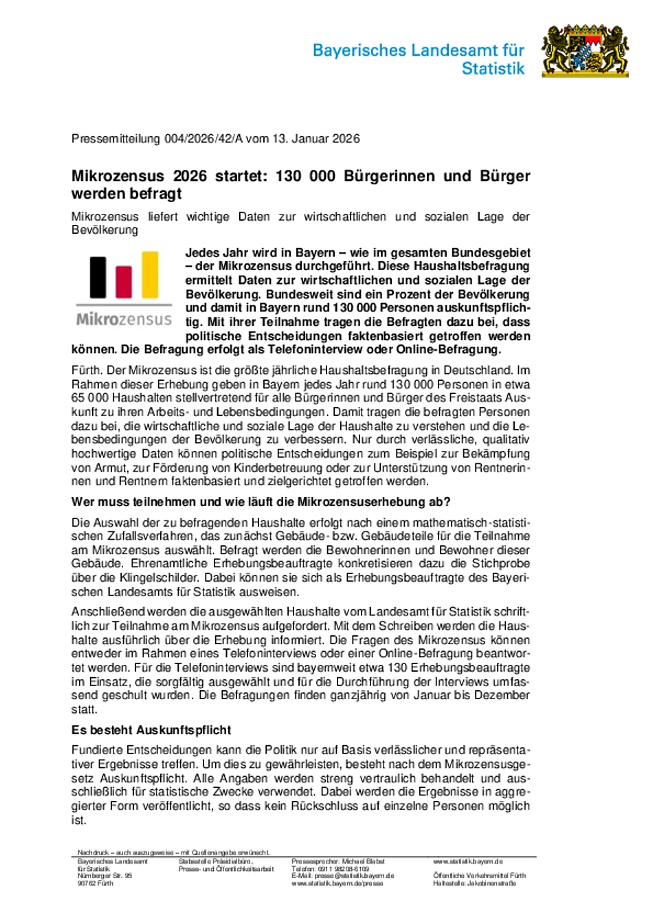 Pressemitteilung Mikrozensus 2026 